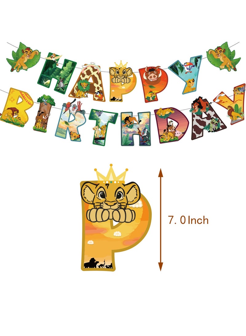 Lion King Theme Birthday Party Decoration Lion King Simbara Flag Cake Card Balloon Party Supplies Decoration - Image 2