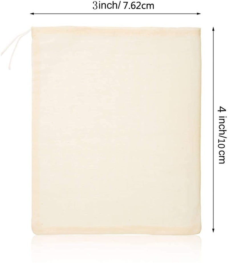 MEUBELS Tea Filters Strainer Bags Reusable Coffee Brew Herb Cheesecloth Muslin Drawstring Mesh Bag with Drawstring Unbleached for Loose Leaf Tea Office Home Kitchen, 4x3 Inch (Pack of 20) - Image 3