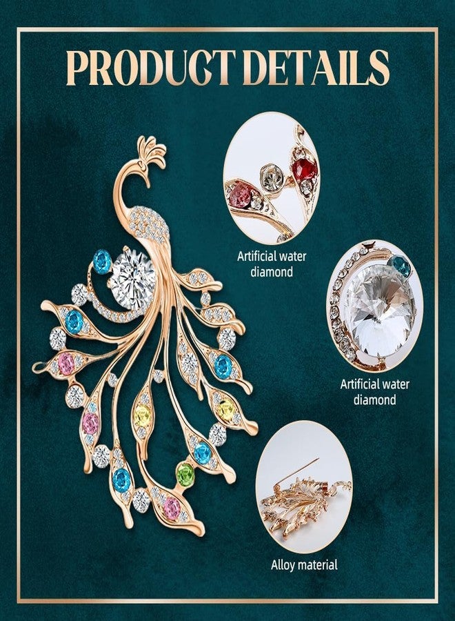 ACHARAJ Brooch Pin Women's Peacock Color Rhinestones Breastpin for Wedding/Banquet/Bouquet Unique Brooch Can Be Used for Clothes Hats Bags (1 pcs)(7 x 5 cm)(Multicolor) - Image 4