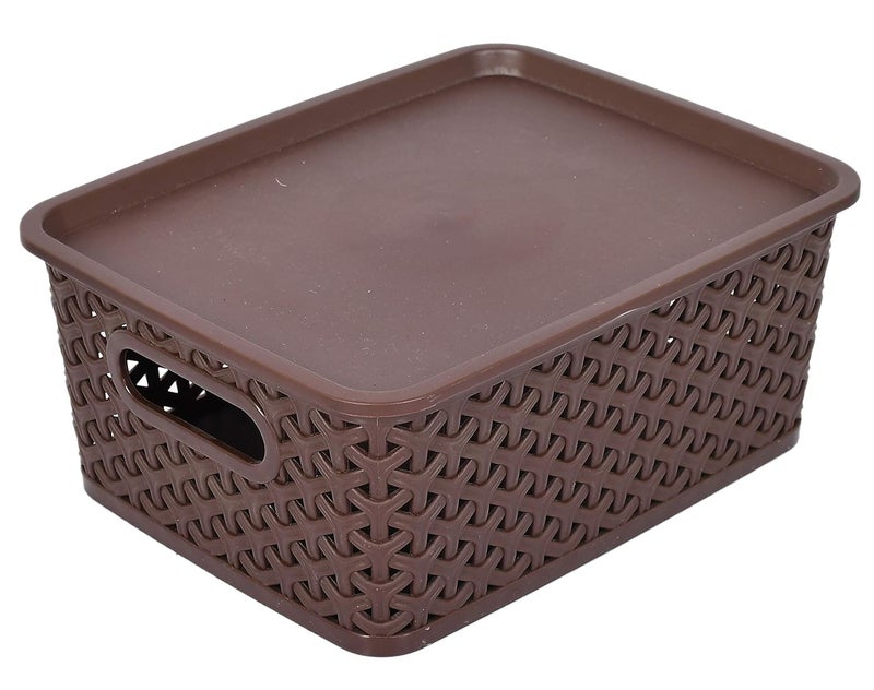 Kuber Industries Kuber Industries Plastic 3 Pieces Small Size Multipurpose Solitaire Storage Basket with Lid (Multi)-KUDMART2865  - Image 3