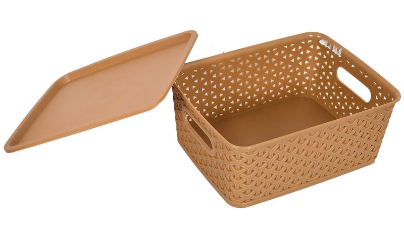 Kuber Industries Kuber Industries Plastic 3 Pieces Small Size Multipurpose Solitaire Storage Basket with Lid (Multi)-KUDMART2865  - Image 2