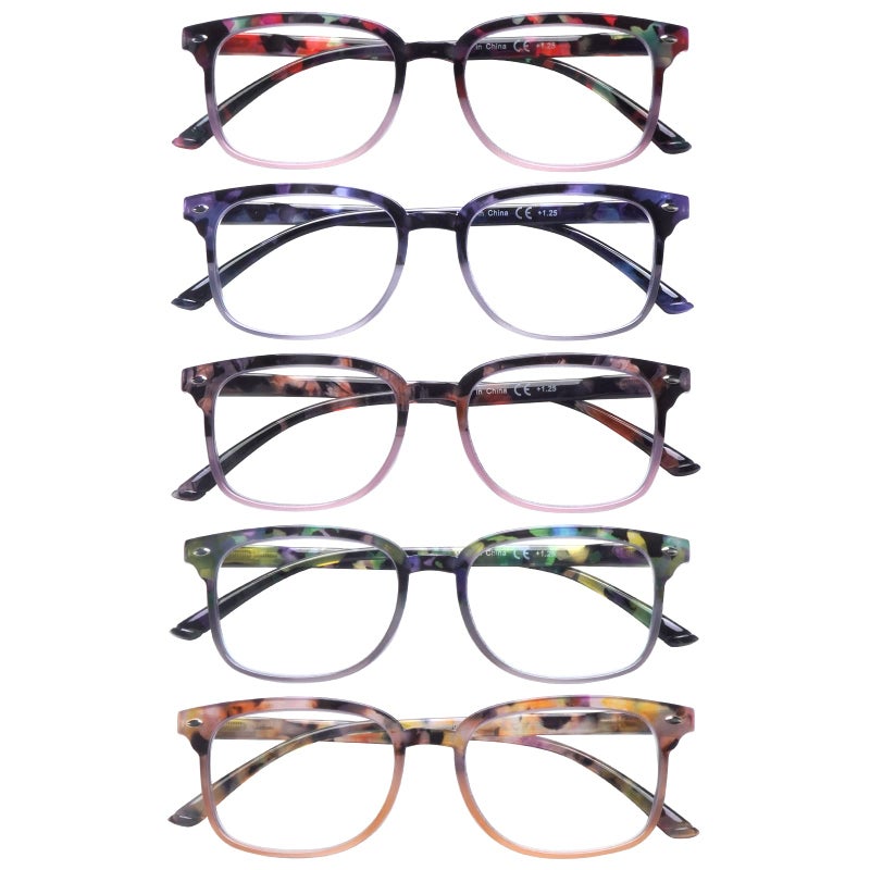 STASTEND 5 Pack Reading Glasses Blue Light Blocking for Women,Computer Readers with Spring Hinge (Multicolor-C3, 2.75, multiplier_x) - Image 1