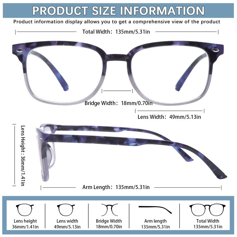 STASTEND 5 Pack Reading Glasses Blue Light Blocking for Women,Computer Readers with Spring Hinge (Multicolor-C3, 2.75, multiplier_x) - Image 2