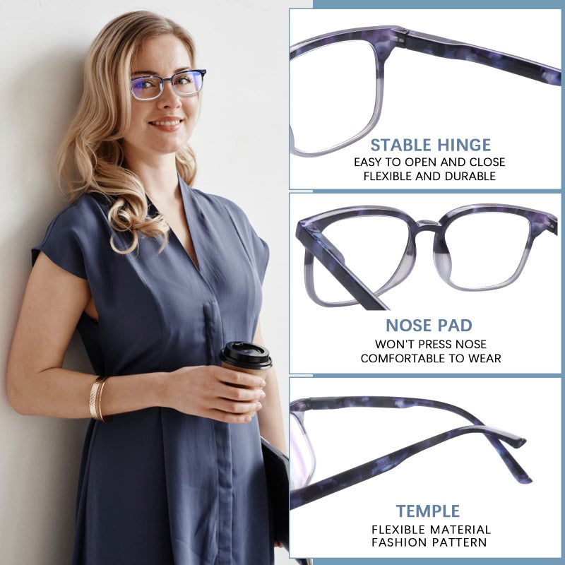 STASTEND 5 Pack Reading Glasses Blue Light Blocking for Women,Computer Readers with Spring Hinge (Multicolor-C3, 2.75, multiplier_x) - Image 4