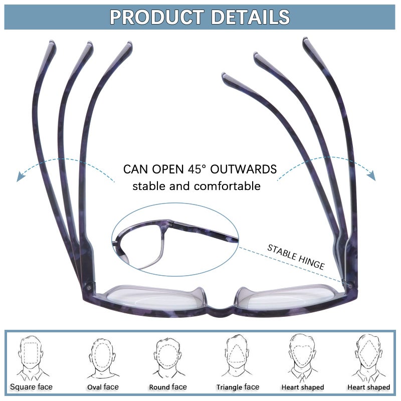 STASTEND 5 Pack Reading Glasses Blue Light Blocking for Women,Computer Readers with Spring Hinge (Multicolor-C3, 2.75, multiplier_x) - Image 3