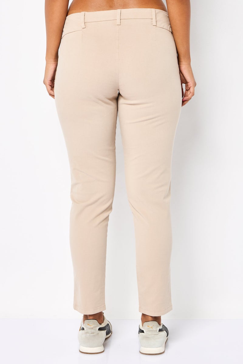 Harmont & Blaine Women Regular Fit Solid Chino Pants, Tan - Image 4