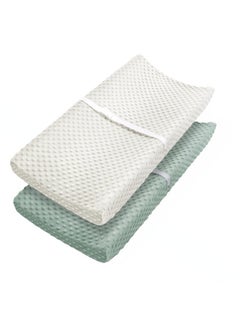Babebay Changing Pad Cover, Ultra Soft Minky Dots Plush Changing Table Covers For Baby Girls And Boys, 2 Pack (Roman Green & Lily White)  - Image 1