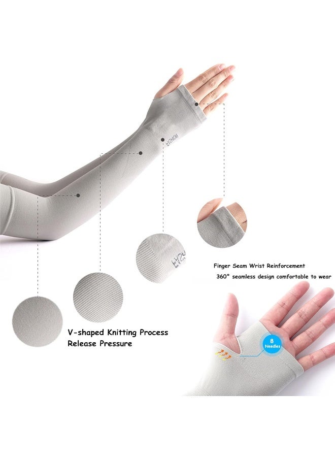 MOMENT 1 Pair Sun Protection Cooling Arm Sleeves With Thumb Holes - Uv Protection Sleeve, Cool Arm Sleeve For Men & Women, Gardening Outdoors Sports Workouts Sunscreen Arm Sleeves - Image 4