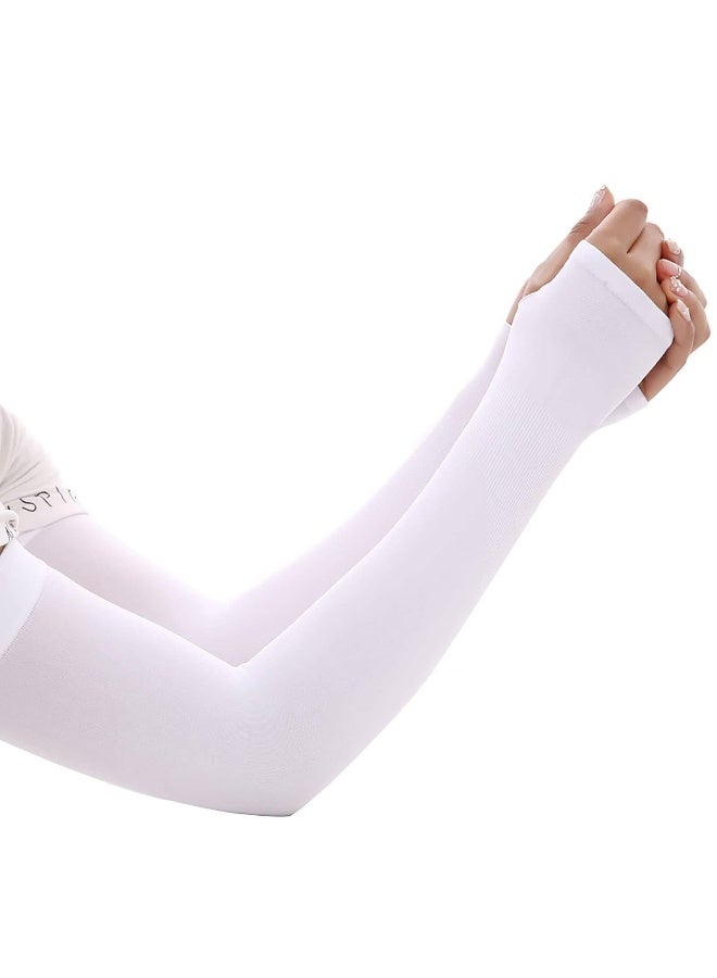 1 Pair Sun Protection Cooling Arm Sleeves With Thumb Holes - Uv Protection Sleeve, Cool Arm Sleeve For Men & Women, Gardening Outdoors Sports Workouts Sunscreen Arm Sleeves