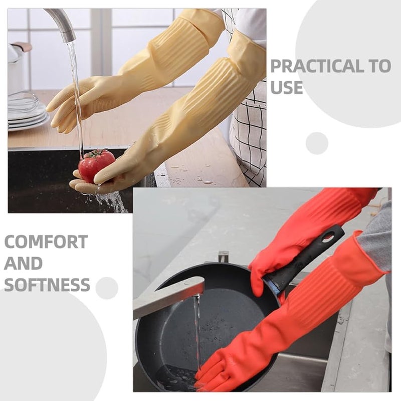 Extended Thickened Latex Dishwashing Gloves Non Slip Reusable for Kitchen Car Wash Laundry - Image 5