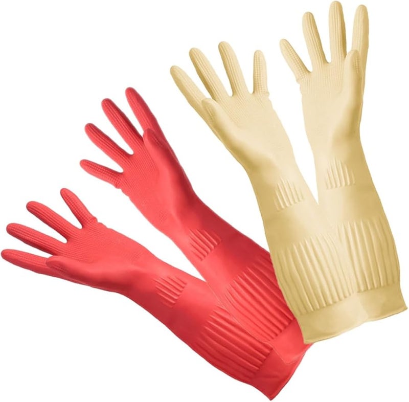 Extended Thickened Latex Dishwashing Gloves Non Slip Reusable for Kitchen Car Wash Laundry - Image 2