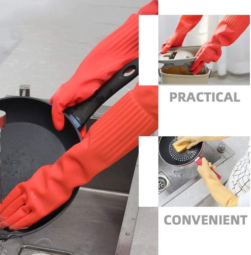 Extended Thickened Latex Dishwashing Gloves Non Slip Reusable for Kitchen Car Wash Laundry - Image 4