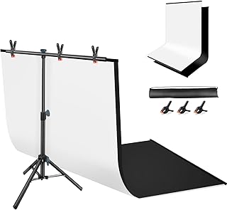JEBUTU Product Photography Backdrops Stand Kit: 31x59in White Backdrop Background Black Backdrop Background with - Image 1