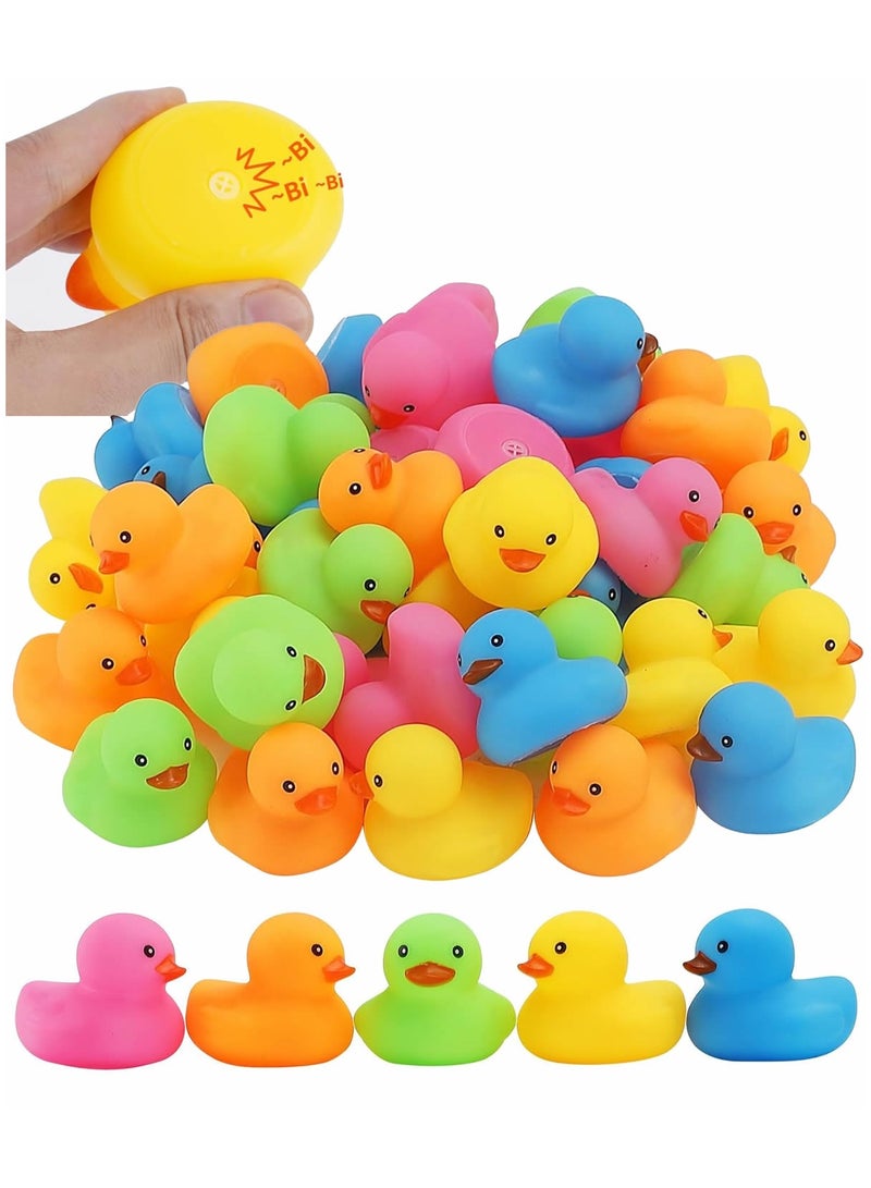 50 PCS Bath Duck Toys Colorful Mini Rubber Ducks Squeak and Float Duckies Baby Shower Toy Party Decoration for Toddlers Boys Girls - Image 1