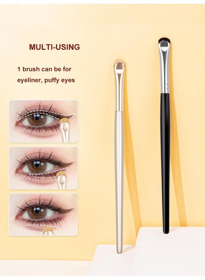 Coshine 2Pcs Extra Thin Crescent Moon Eye Liner Makeup Brush, Soft Synthetic Bristles Lying Silkworm Makeup Brushes - Image 4