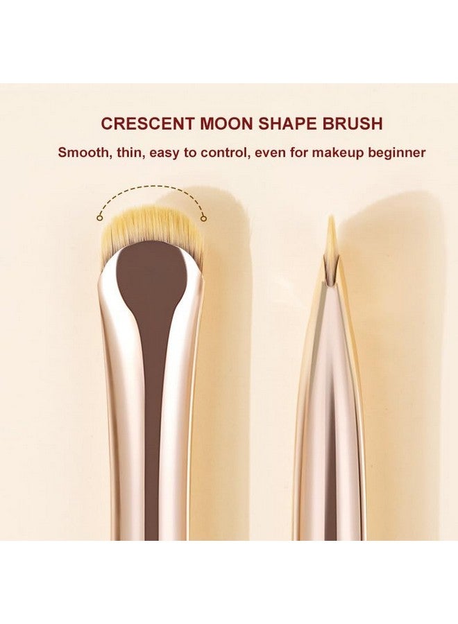 Coshine 2Pcs Extra Thin Crescent Moon Eye Liner Makeup Brush, Soft Synthetic Bristles Lying Silkworm Makeup Brushes - Image 3
