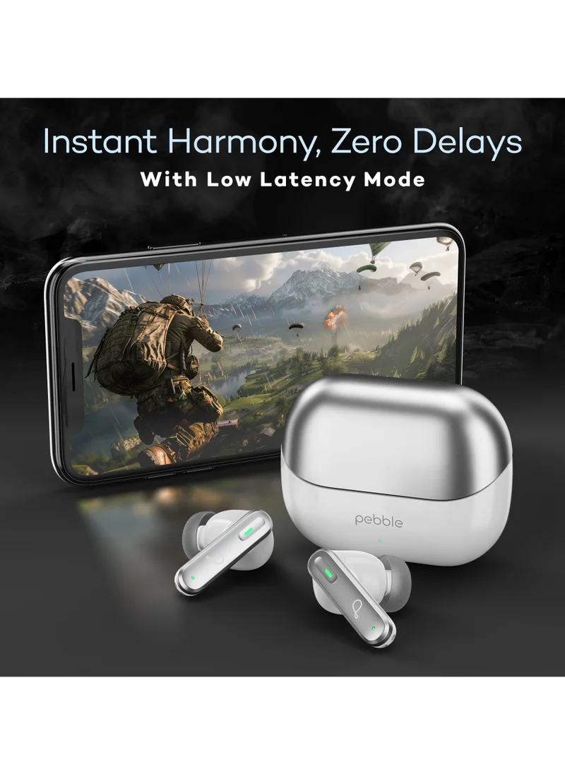 Pebble Euphoria ANC Earbuds Up to 35 dB | 30 Hrs Playtime with Quick Charge, Deep Base, ENC TWS, Quad Mics, Low Latency Mode , Active Noise Cancellation