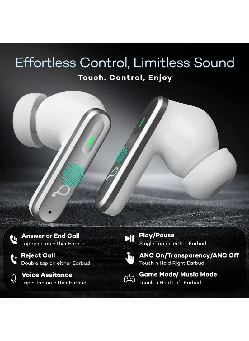 Pebble Euphoria ANC Earbuds Up to 35 dB | 30 Hrs Playtime with Quick Charge, Deep Base, ENC TWS, Quad Mics, Low Latency Mode , Active Noise Cancellation