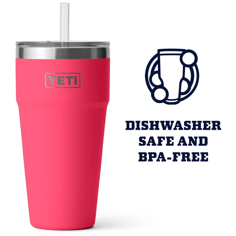 YETI Rambler 26 oz Straw Cup, Vacuum Insulated, Stainless Steel with Straw Lid, Bimini Pink - Image 3