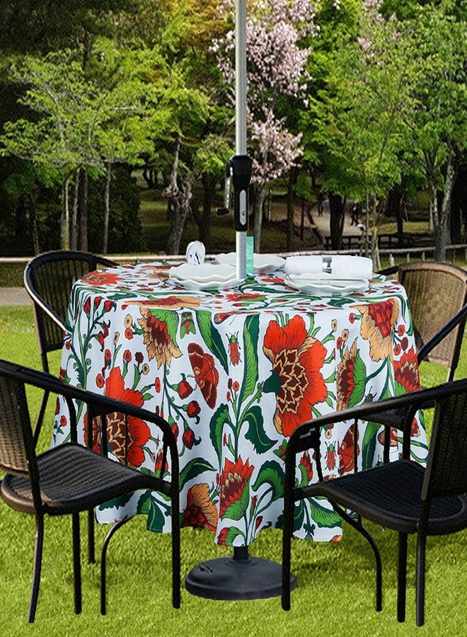 EHouseHome مفرش طاولة دائري من إيهاوس هوم، مناسب للاستخدام الداخلي والخارجي، مقاس 60 بوصة، مزود بفتحة للمظلة وسحاب، مقاوم للماء، مناسب للباحات والحدائق، أغطية طاولات ربيعية/صيفية للطاولات الدائرية في الفناء الخلفي/حفلات الشواء/النزهات - Image 2