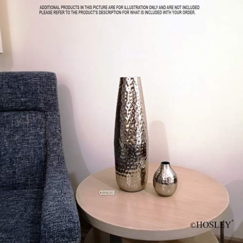 Hosley Teardrop Hammered Metal Vase with 16.5-Inch Height Elegant Centerpiece for Floral Arrangements and Statement Home Decor Sophistication in Silver - Image 5