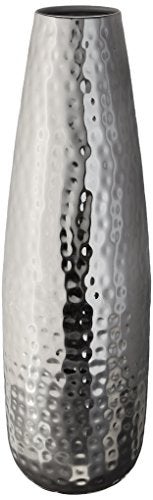 Hosley Teardrop Hammered Metal Vase with 16.5-Inch Height Elegant Centerpiece for Floral Arrangements and Statement Home Decor Sophistication in Silver - Image 4