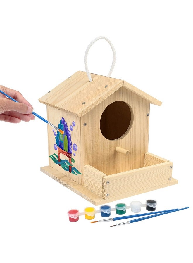 LotFancy Bird House Kit, DIY Wooden Birdhouse Kits, Arts and Crafts Painting Kits for Kids Ages 4+, Build and Paint, Including Paints & Brushes - Image 1