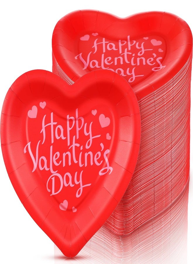 Remerry 200 Pcs Mother's Day Heart Paper Plates Heart Shape Party Plates Wedding Party Supplies Disposable Paper Tableware for Appetizer Lunch Dinner and Dessert (Red) - Image 1