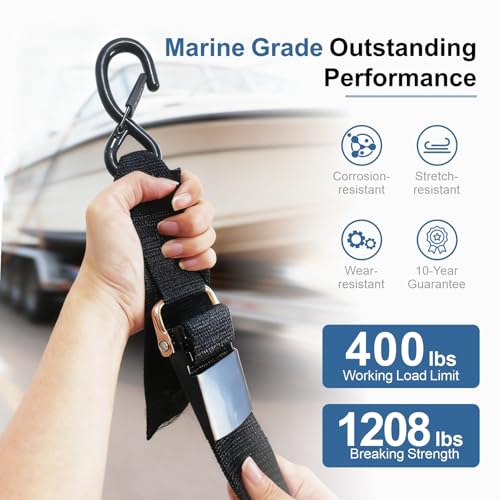 Oavostd 1208LB Heavy Duty Boat Tie Down Straps to Trailer, Anti-Corrosion 2" x 48" Adjustable Boat Trailer Straps for Trailering Safety with Jet Ski, Boat, Kayak, Pontoon, etc. - Image 2
