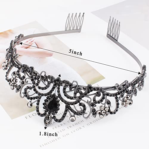 Didder Tiaras for Women, Black Crystal Crowns for Women Princess Crown Tiaras and Crowns for Women Girls Women's Headbands Halloween Christmas Bridal Wedding Prom Birthday Party Gift - Image 2