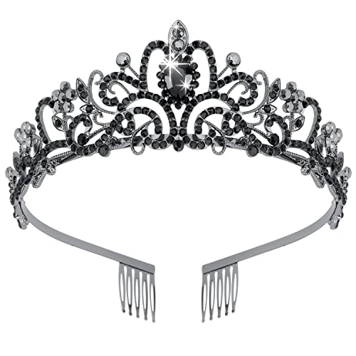 Didder Tiaras for Women, Black Crystal Crowns for Women Princess Crown Tiaras and Crowns for Women Girls Women's Headbands Halloween Christmas Bridal Wedding Prom Birthday Party Gift - Image 1