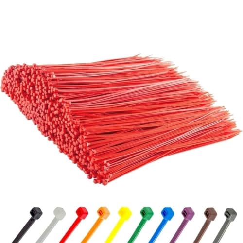 GTSE 12 Inch Red Zip Ties, 1,000 Bulk Pack, 50lb Strength, UV Resistant Long Nylon Cable Ties, Self-Locking 12" Tie Wraps - Image 1