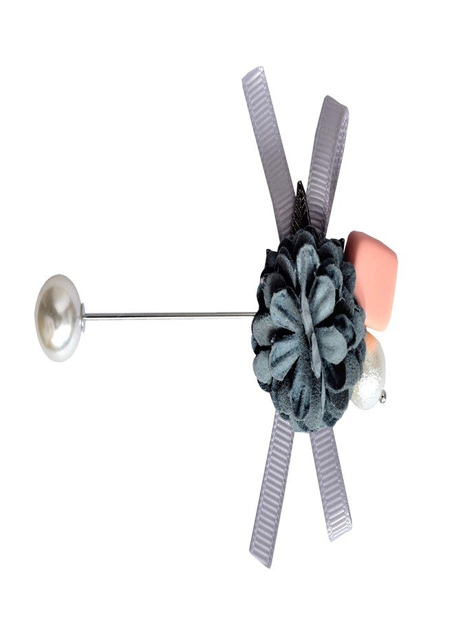 DeePerfetto Suede GREYNITE Flower Lapel PIN Boutonniere for Men - Image 3