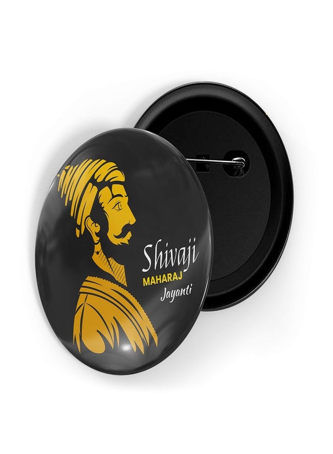 dhcrafts Pin Badges Black Shivaji Maharaj Jayanti D2 Glossy Finish Design Pack of 1 - Image 1