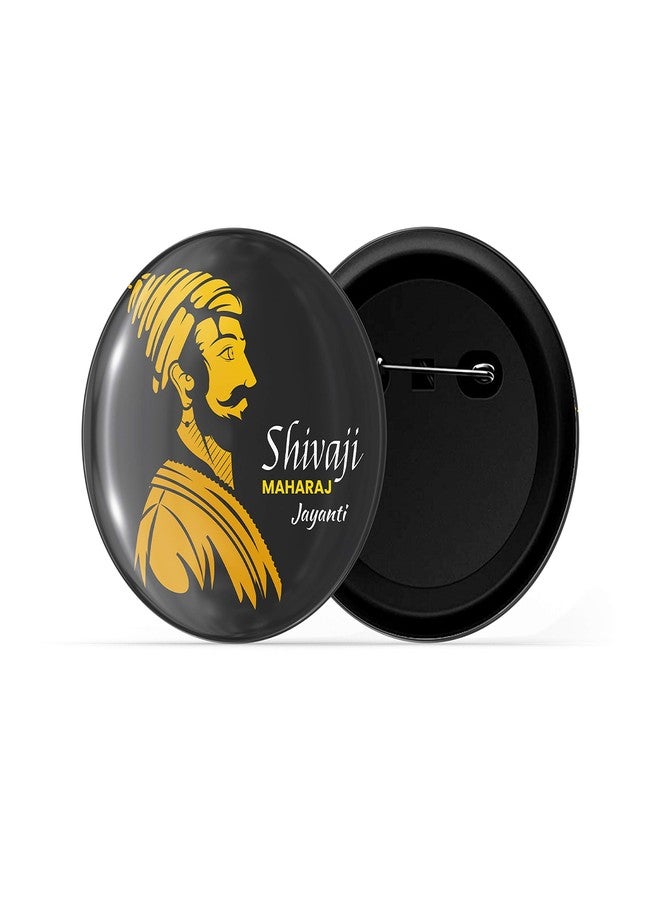 dhcrafts Pin Badges Black Shivaji Maharaj Jayanti D2 Glossy Finish Design Pack of 1 - Image 2