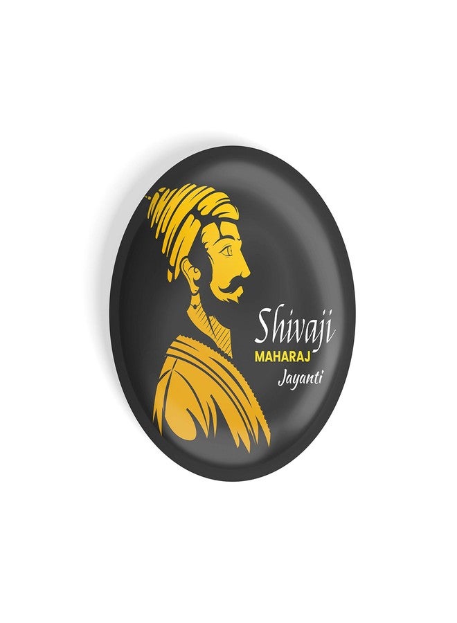 dhcrafts Pin Badges Black Shivaji Maharaj Jayanti D2 Glossy Finish Design Pack of 1 - Image 3