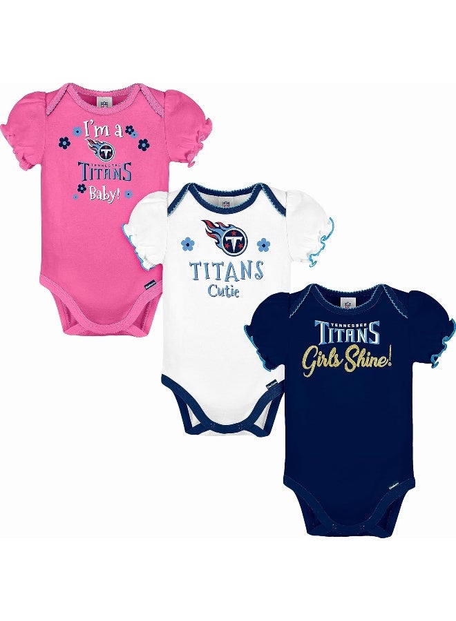 Gerber NFL Baby Girls 3 Pack Short Sleeve Bodysuit  - Image 1