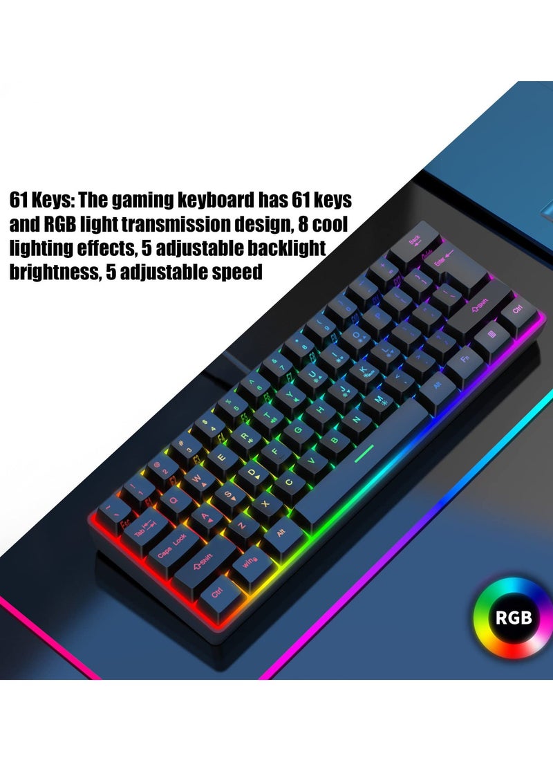 Houmt - Computer Mechanical Keyboard 61-Keys Wired Waterproof RGB Backlit Gaming Keyboard for Work/Gaming Model K401 - Image 1
