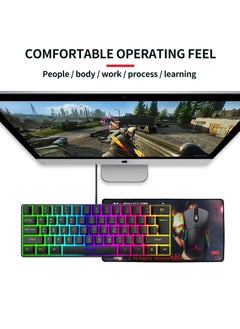 Houmt Computer Mechanical Keyboard 61-Keys Wired Waterproof RGB Backlit Gaming Keyboard for Work/Gaming Model K401  - Image 3