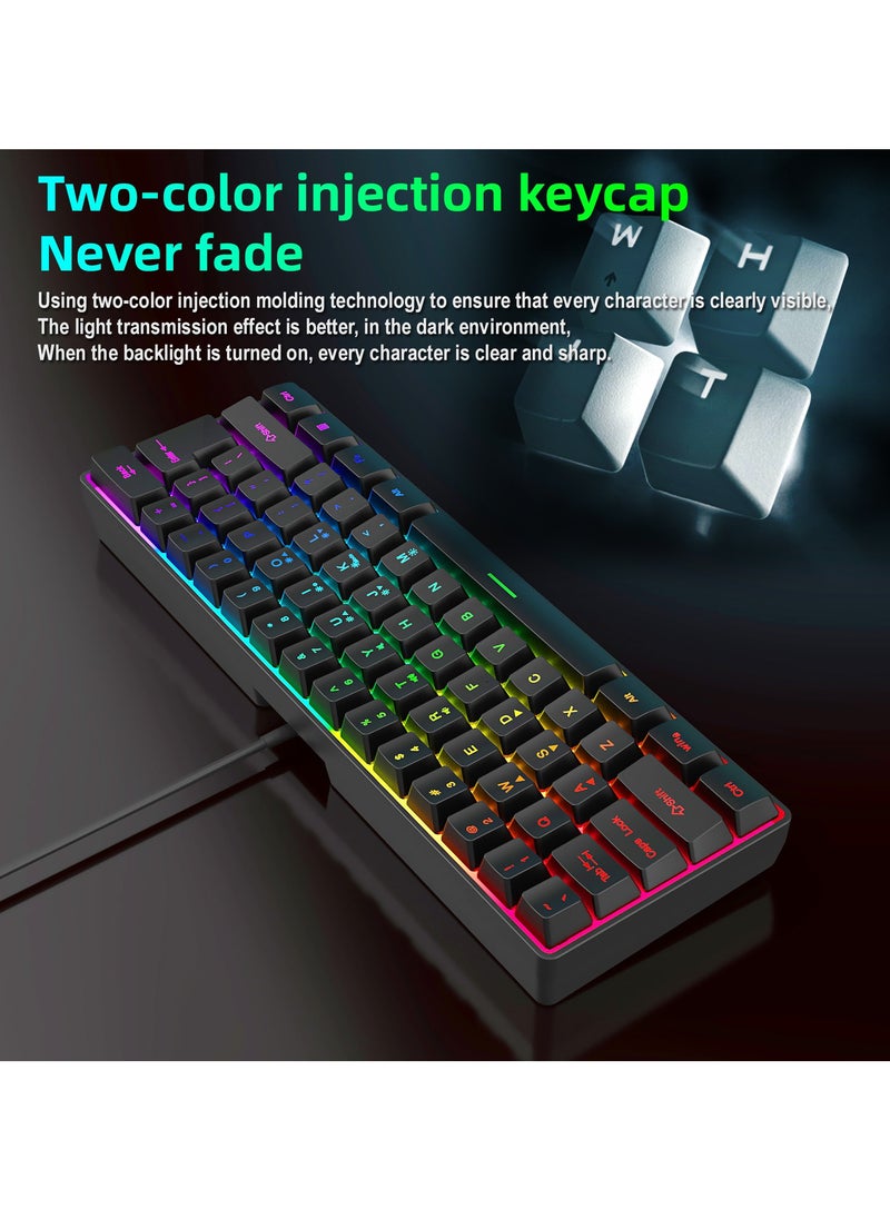 Houmt - Computer Mechanical Keyboard 61-Keys Wired Waterproof RGB Backlit Gaming Keyboard for Work/Gaming Model K401 - Image 1