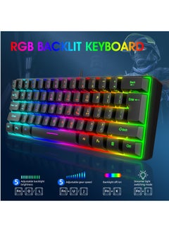 Houmt Computer Mechanical Keyboard 61-Keys Wired Waterproof RGB Backlit Gaming Keyboard for Work/Gaming Model K401  - Image 5