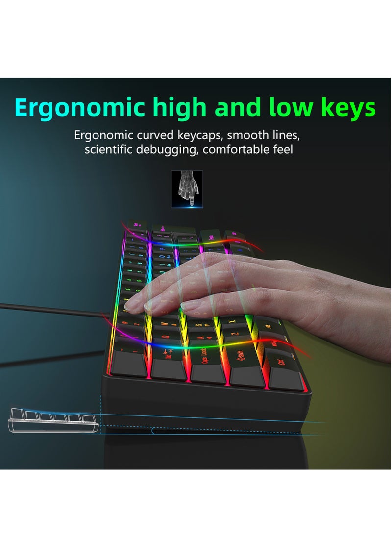 Houmt - Computer Mechanical Keyboard 61-Keys Wired Waterproof RGB Backlit Gaming Keyboard for Work/Gaming Model K401 - Image 1