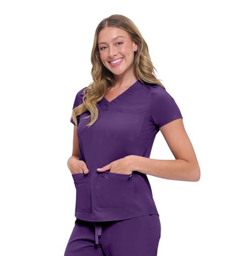 Natural Uniforms Womens 11 Pocket Cool Stretch Cargo Scrub Set (Eggplant, Medium) - Image 5