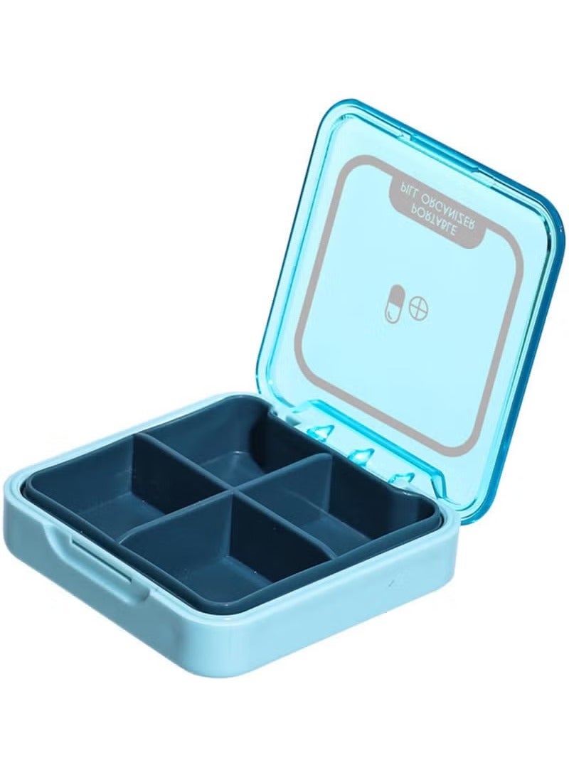 اترجسز منظم حبوب المحمولة,صندوق حبوب صغير,حالة حبوب السفر,حاوية حبوب الجيب,4 مقصورات,حامل الدواء السفر المدمج اليومي للفيتامينات الدواء - Image 1