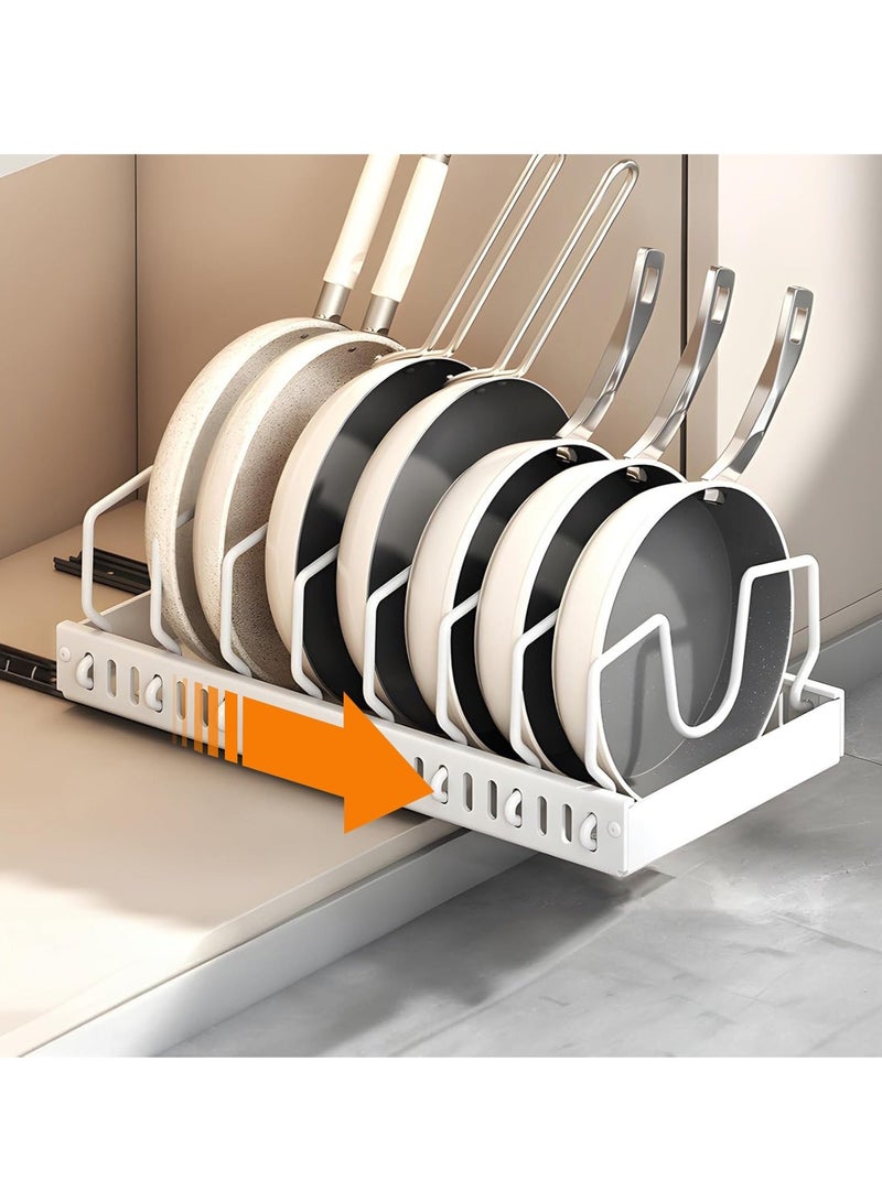 والالا منظم أدراج خزانة معدنية بدون حفر، رفوف تخزين للأدراج المنزلقة، رف تخزين أدوات المطبخ، درج انزلاقي قابل للسحب، تخزين منزلق أسفل الحوض مع 8 فواصل قابلة للتعديل - Image 1