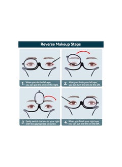 Generic Makeup Glasses with Magnify Eye,Rotating Makeup Glasses for Women Makeup Essential Tool(Black 350)  - Image 2