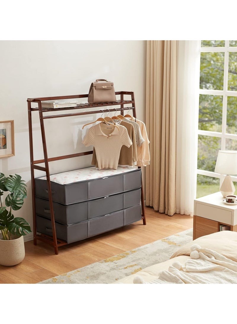 يلا جوي 90 لترًا، عبوة من 4 حاويات تخزين أسفل السرير، حقائب تخزين بطانيات كبيرة السعة بمقبض معزز، تنظيم وتخزين الألحفة والملاءات والملابس وغرفة النوم والسكن الجامعي، لون رمادي - Image 3