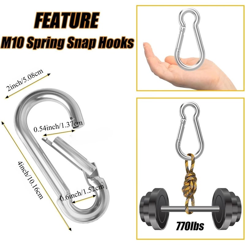 10pcs Heavy Duty Spring Snap Hooks 770Lbs M10 M4 Quick Release 1.57 Inch - Image 2