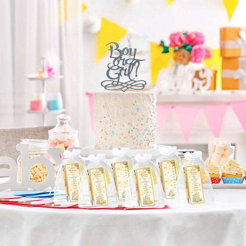 Xendelow 90 Pcs Winnie Baby Shower Favors, Winnie Gender Reveal Decoration, Includes 30 Baby Shower Ballpoint Pens 30 The Pooh Thank You Bookmarks 30 Organza Bags for The Pooh Babies Gifts Guest Prizes - Image 5