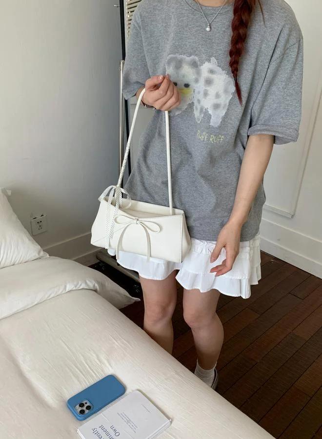 Take Two White Bow Shoulder Bag
